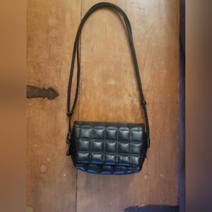 H&M Dark Crossbody Bag with Quilted Texture